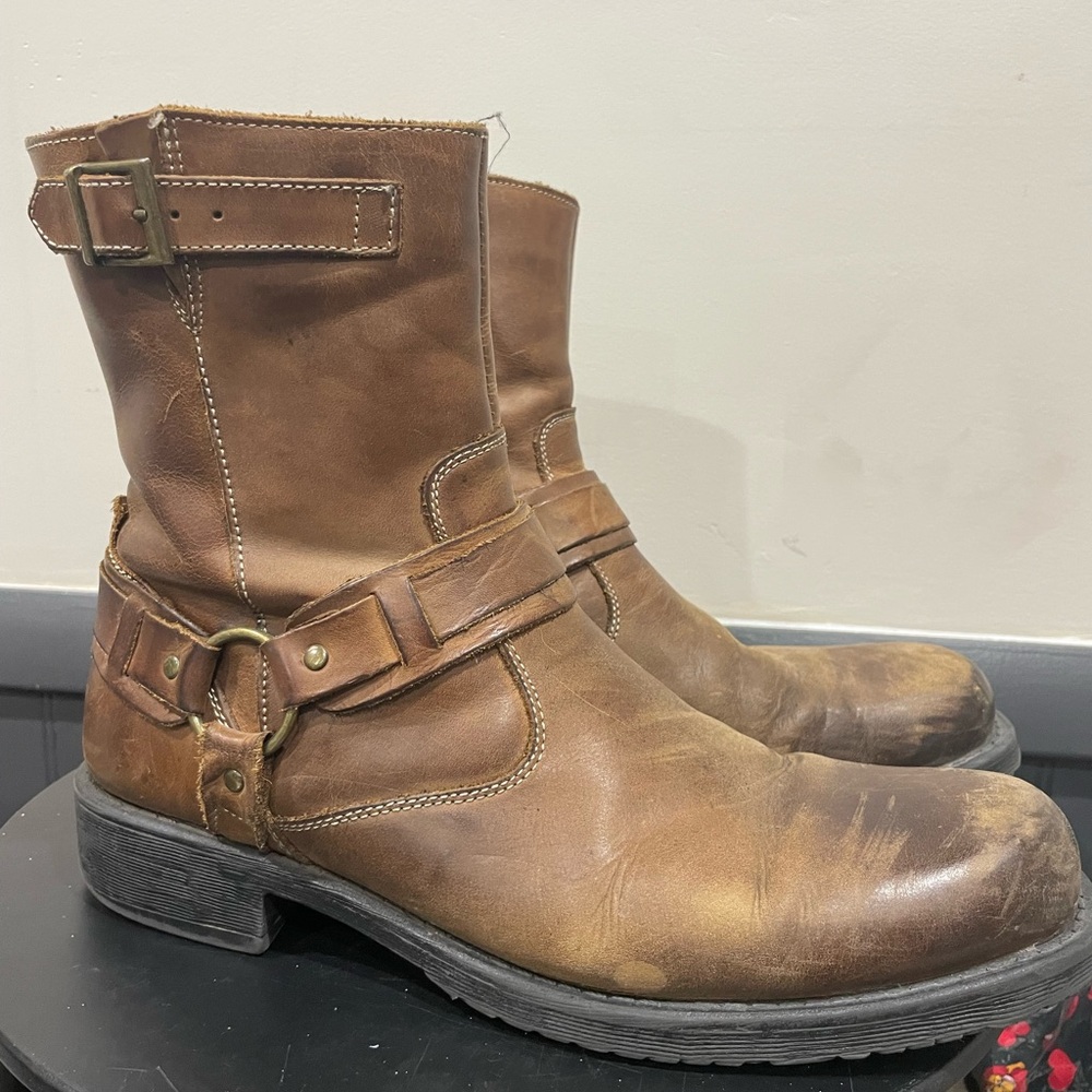 Natha Motorcycle Boots Men's 11.5 D Brown leather Coach Engineer Biker Riding